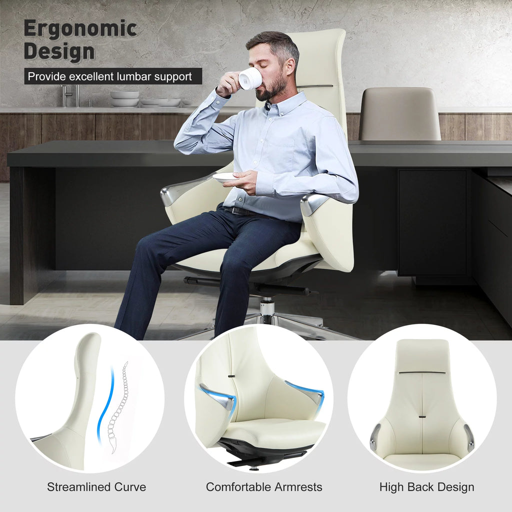 High Back Ergonomic Leather Office Chair with Adjustable Height and Tilt Z259285