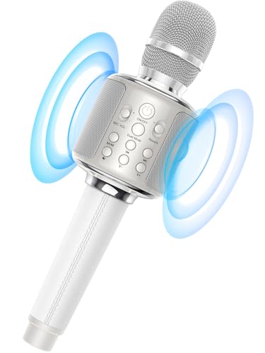 Wireless Bluetooth Karaoke Microphone with Built-in Speaker, Reverb, Duet Mode, Gray O852