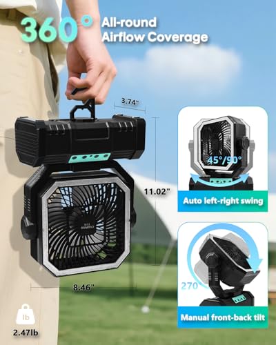 20000mAh Portable Camping Fan with Bluetooth Speaker P1143