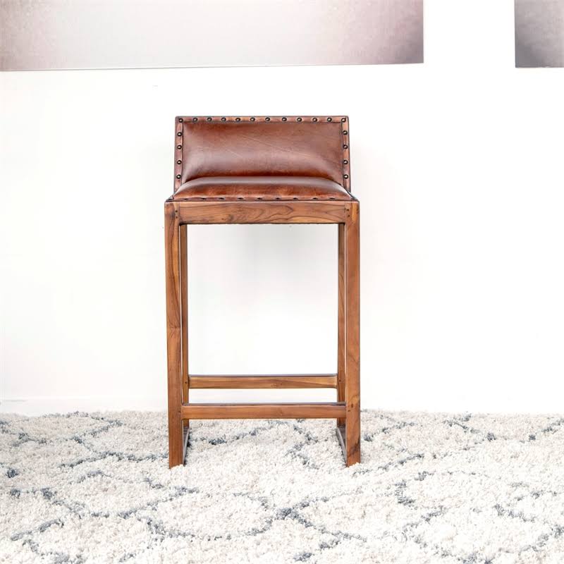 Cognac Tan Leather Counter Stool A2448