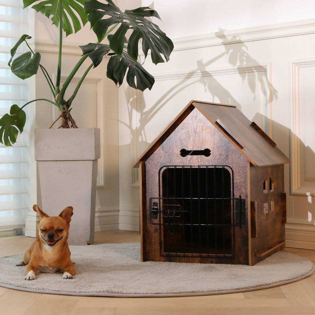 Wooden Pet House with Roof Removable Mat Lockable Door A66900