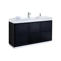 60 in. Single Sink Free Standing Black Bathroom Vanity Y27222