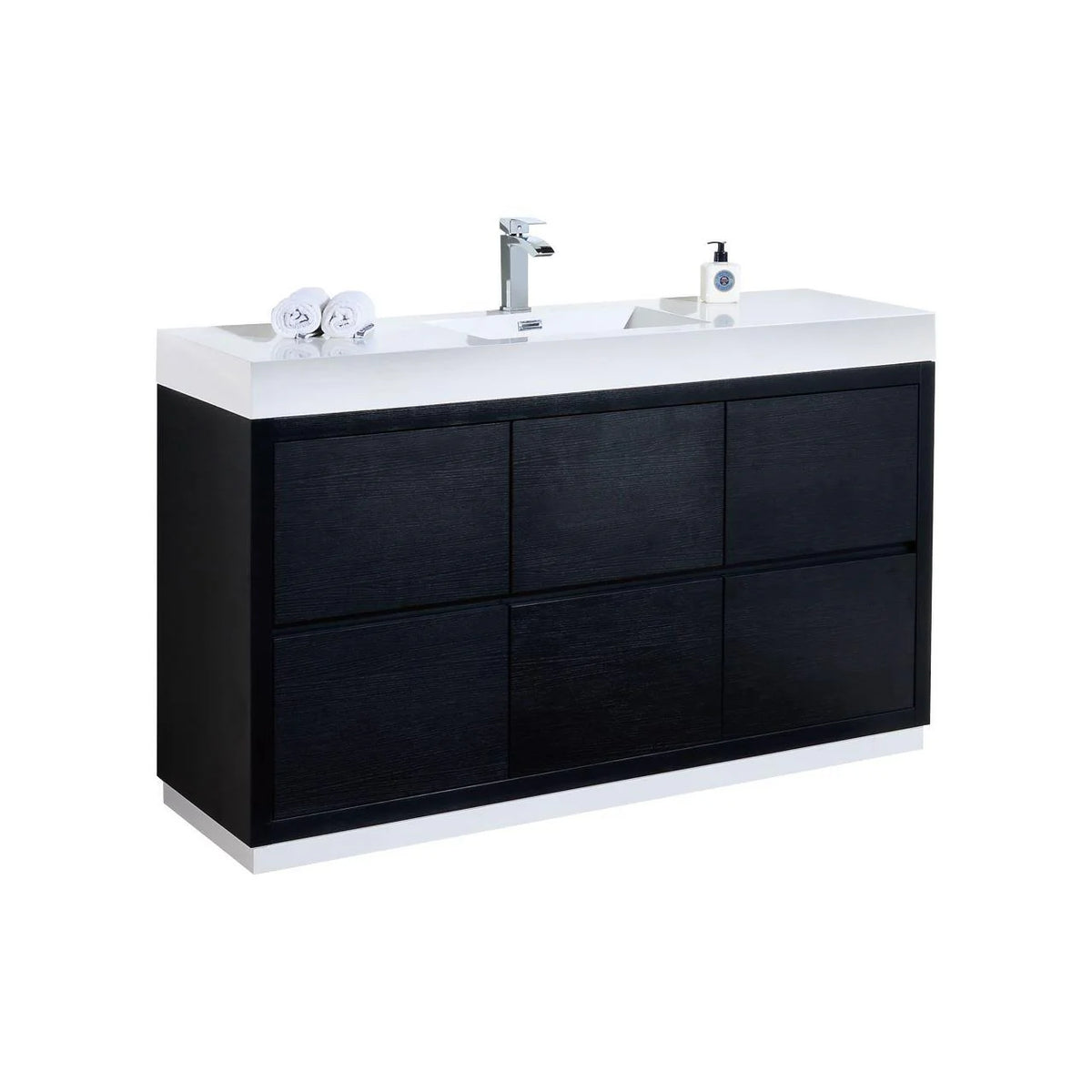 60 in. Single Sink Free Standing Black Bathroom Vanity Y27222