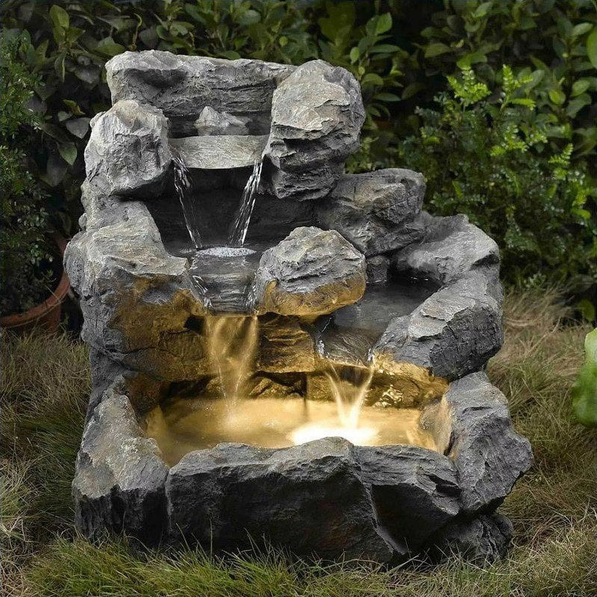 Indoor Outdoor Stone Fountain with Beige Illumination V135724