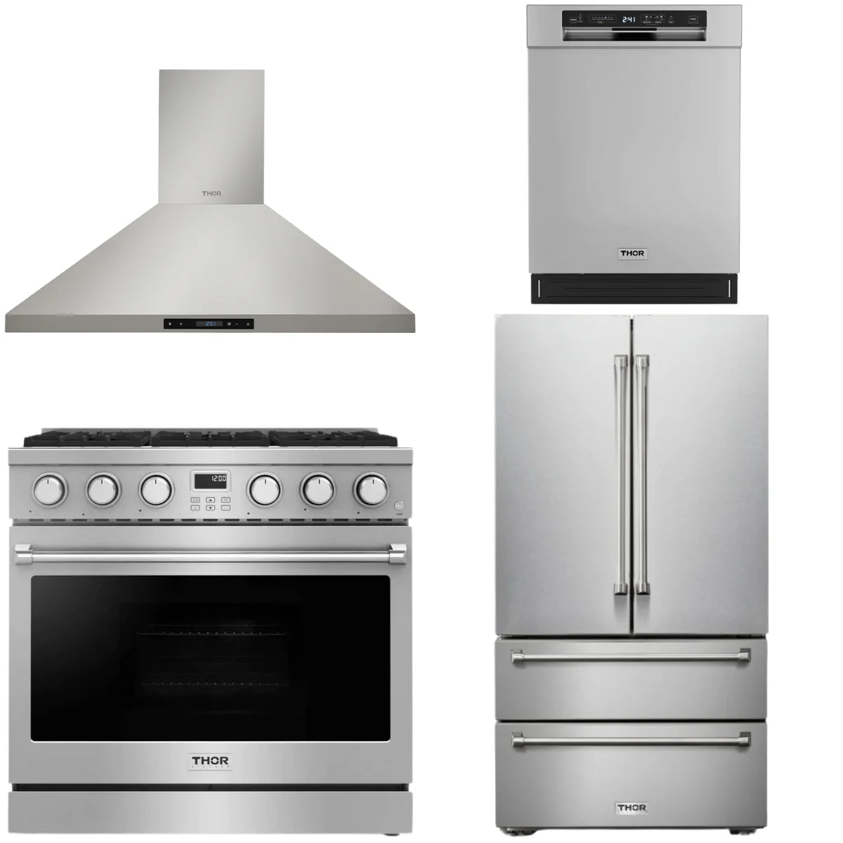36 Gas Range, Range Hood, Refrigerator and Dishwasher J9560