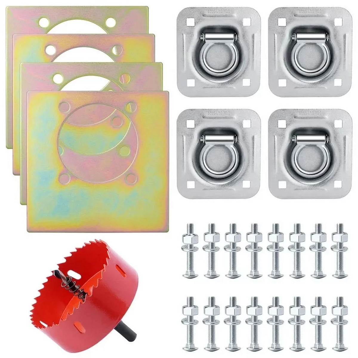 4 Pack Recessed D-Ring Tie Down Anchor with Hole Saw Drill M1667