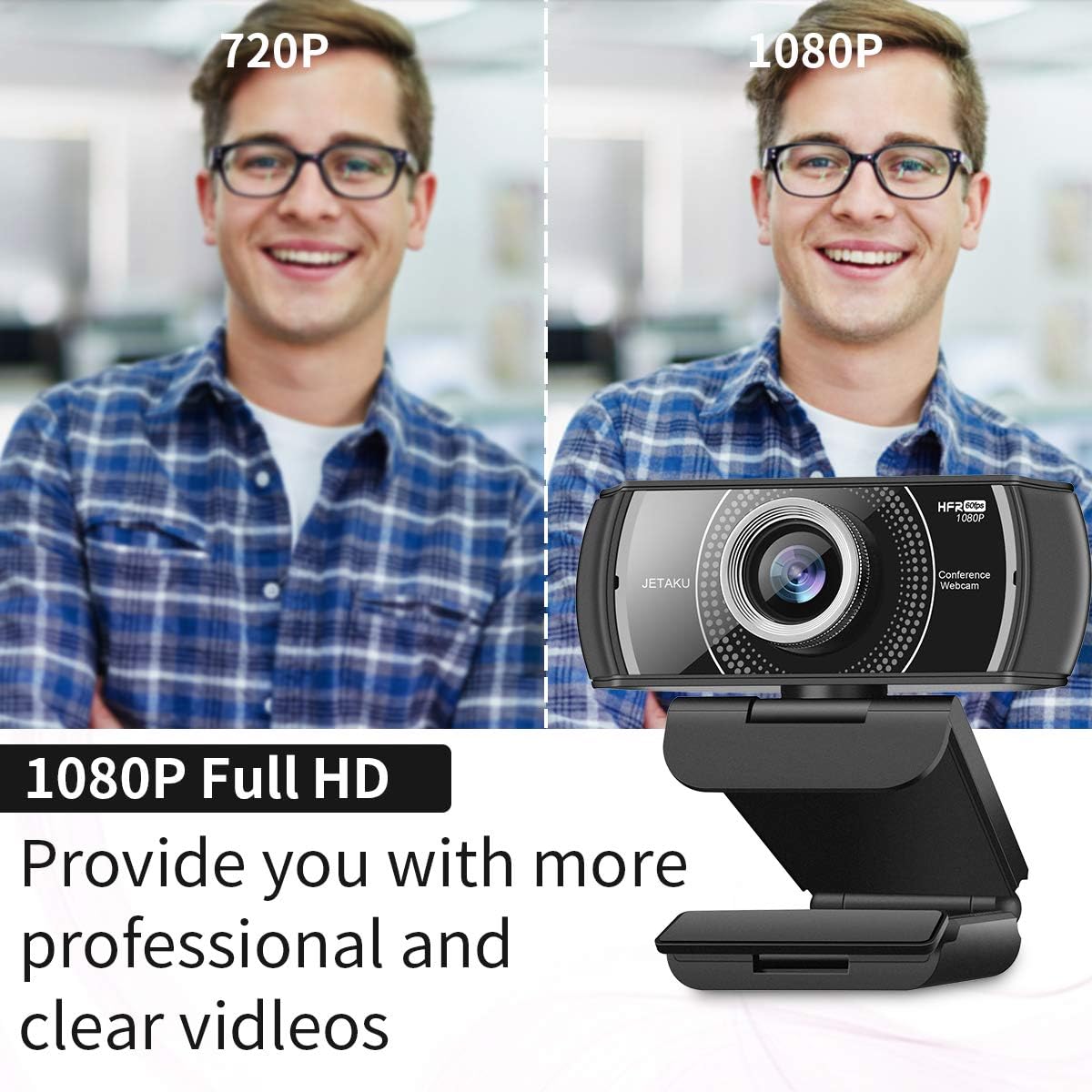 Black 1080P USB Webcam with Microphone A725
