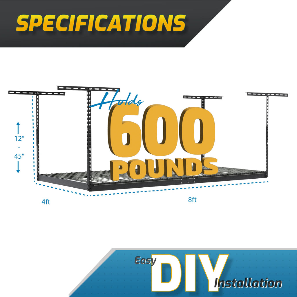 4x8 Overhead Garage Storage Rack with Accessory Hooks, 2-Pack Y975