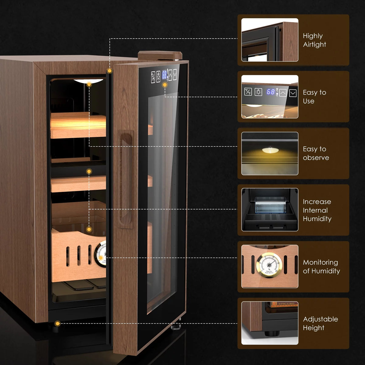 26L Electric Cigar Humidor with Cooling Humidity Control Q4425
