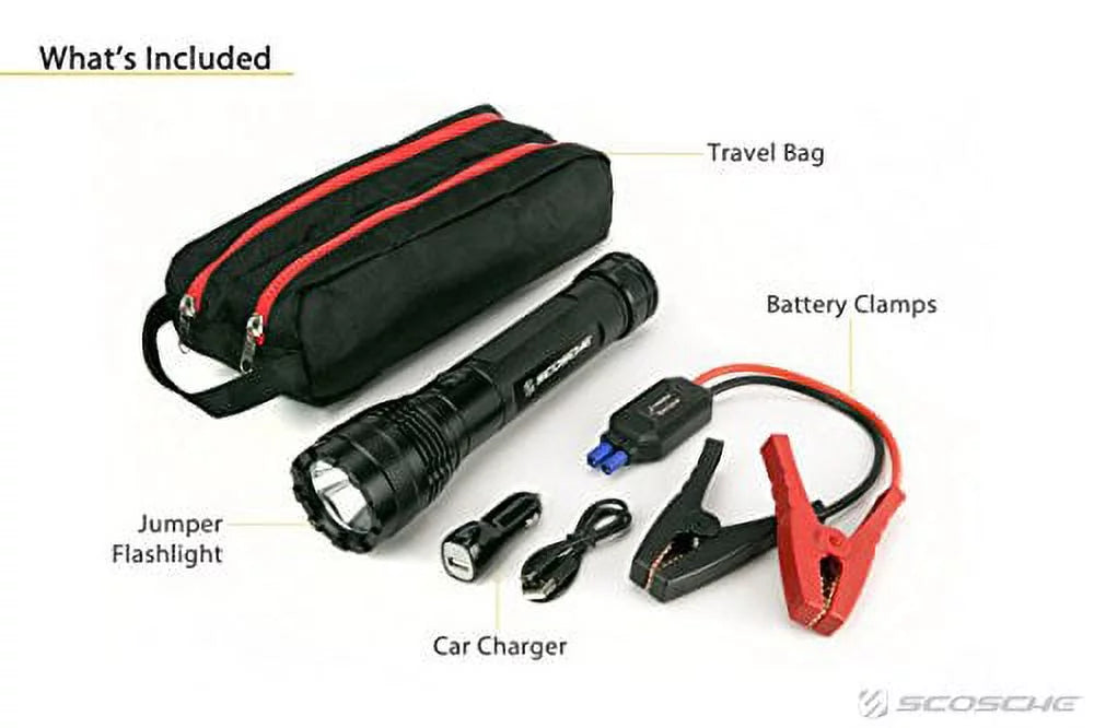 Portable 1,000 Lumen Flashlight and Car Jump Starter with 5,100 mAh 400A Battery A45646