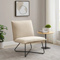 Beige Sherpa Accent Chair with Black Metal Legs K9135