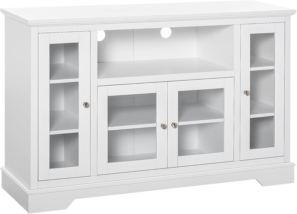 Grey Sideboard Console Table Storage Cabinet with Glass Doors Q754
