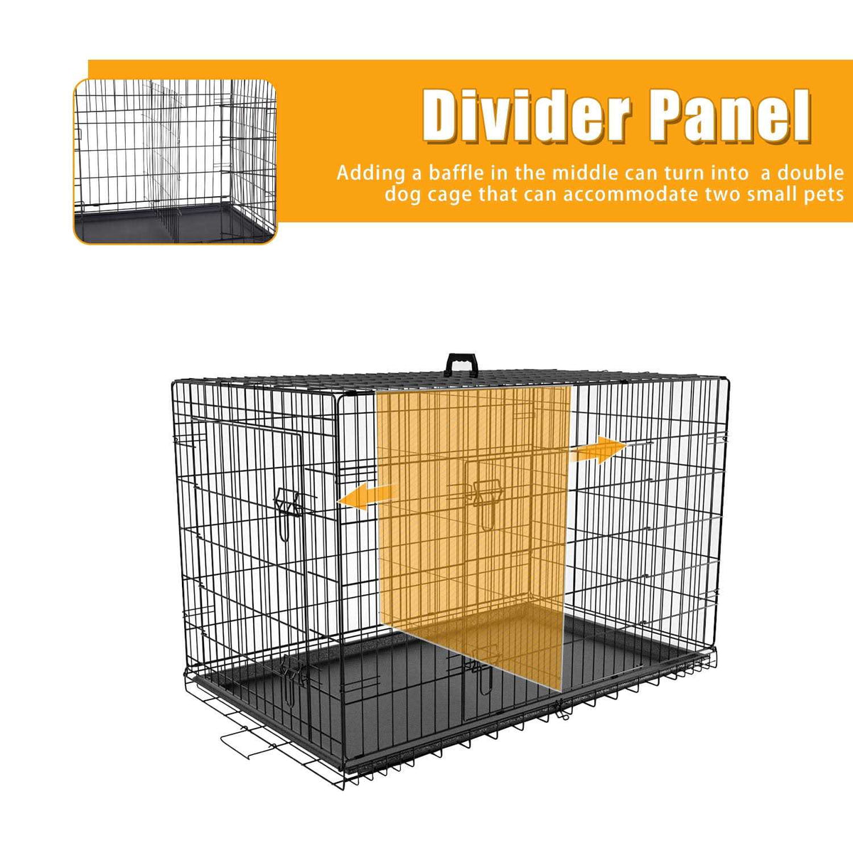 Large Dog Crate with Divider and Double Door S4470