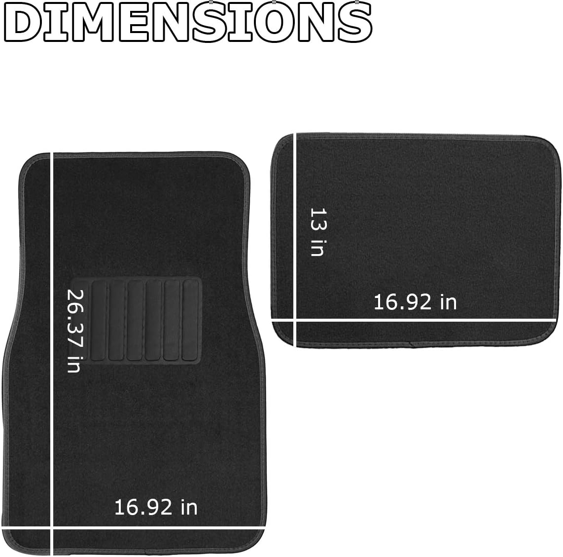 4 Piece Black All Weather Car Floor Mats C534