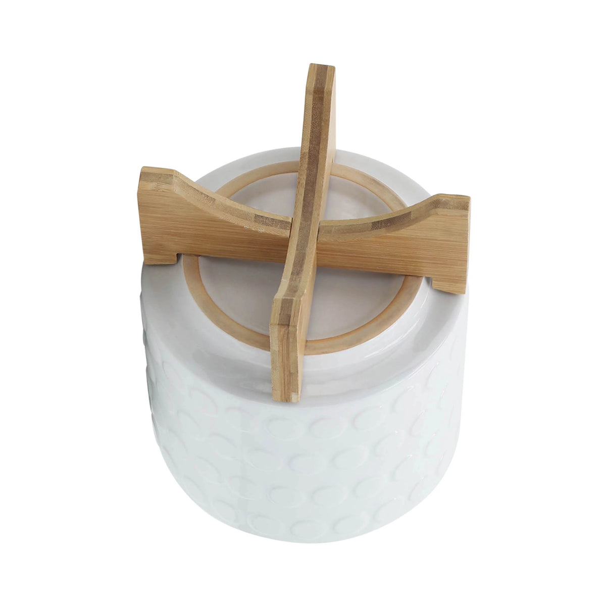 White Ceramic Round Planter B417567
