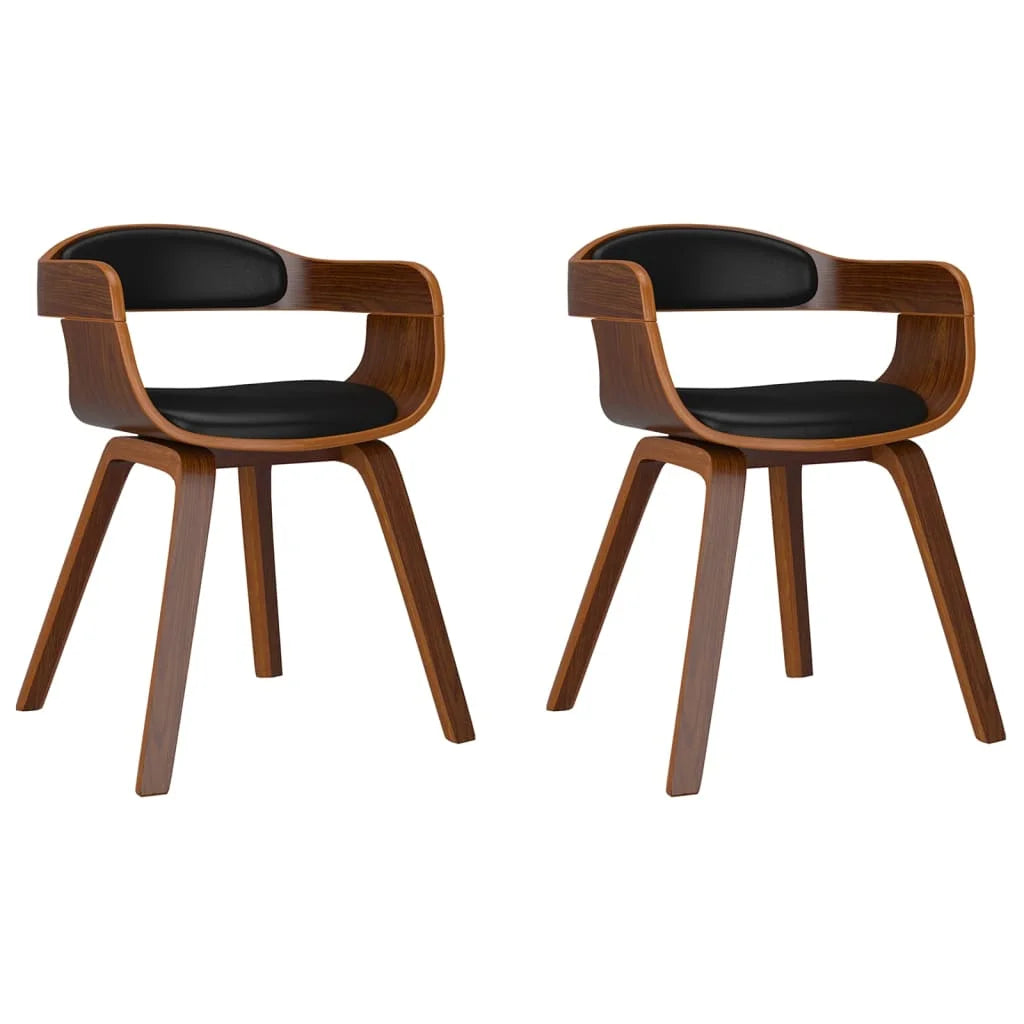Black 2 pcs Bentwood Faux Leather Dining Chair F67849