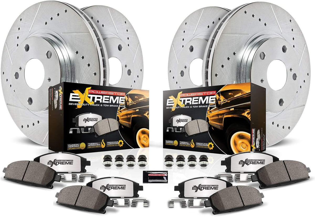 Front and Rear Z36 Carbon Fiber Ceramic Brake Kit with Drilled/Slotted Brake Rotors O736934