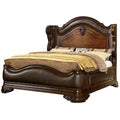 Brown Cherry Faux Leather Cal King Wingback Bed P355