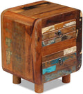 Solid Reclaimed Wood Bedside Cabinet 2 Drawer Nightstand M825102