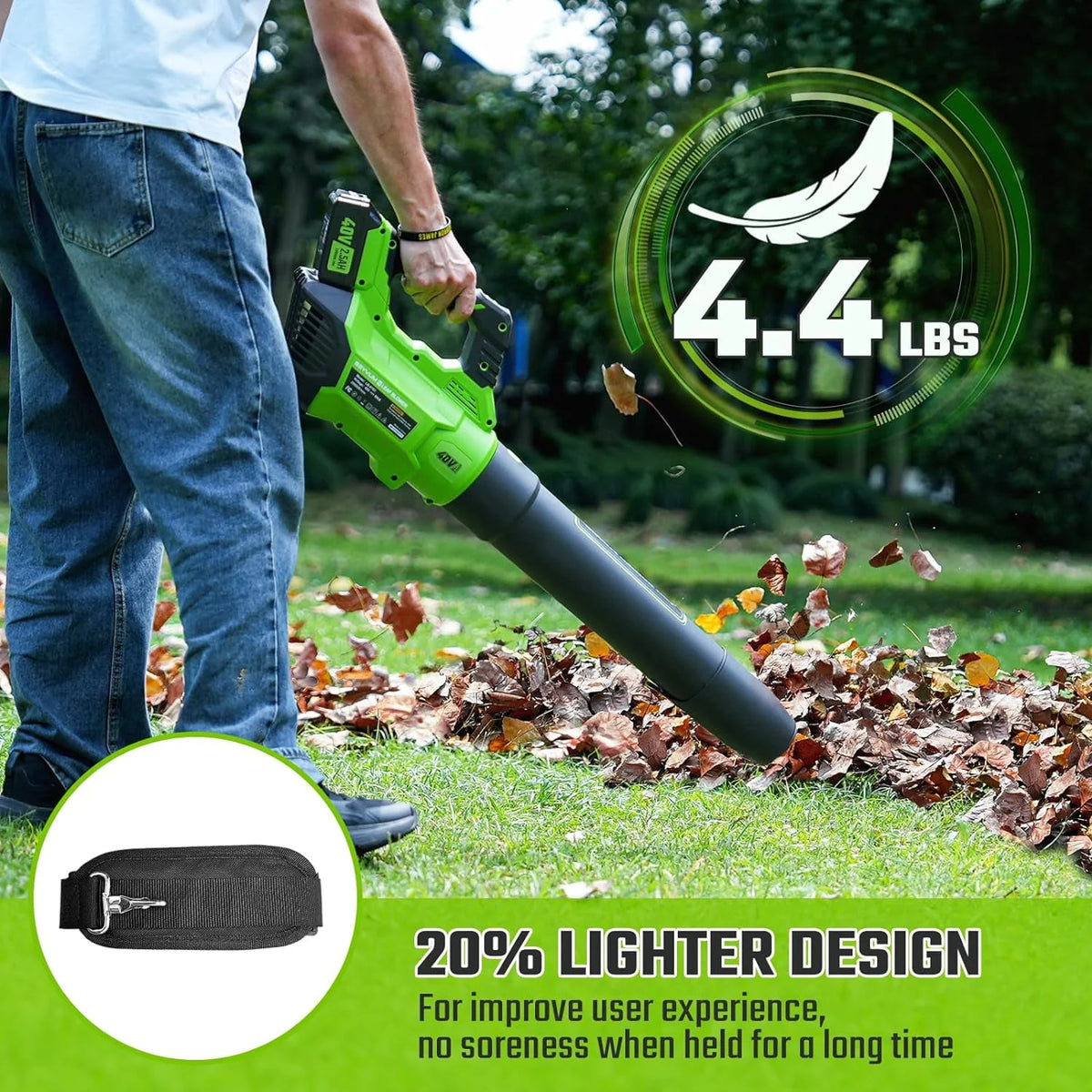 Cordless Leaf Blower 600CFM 165MPH with 2.5Ah Battery I7810