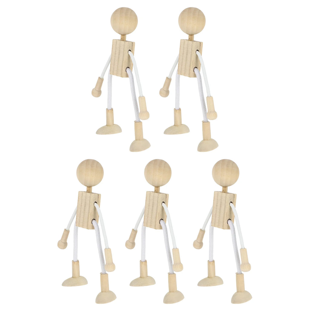 5pcs Unfinished Wooden Dolls for Arts and Crafts O811106