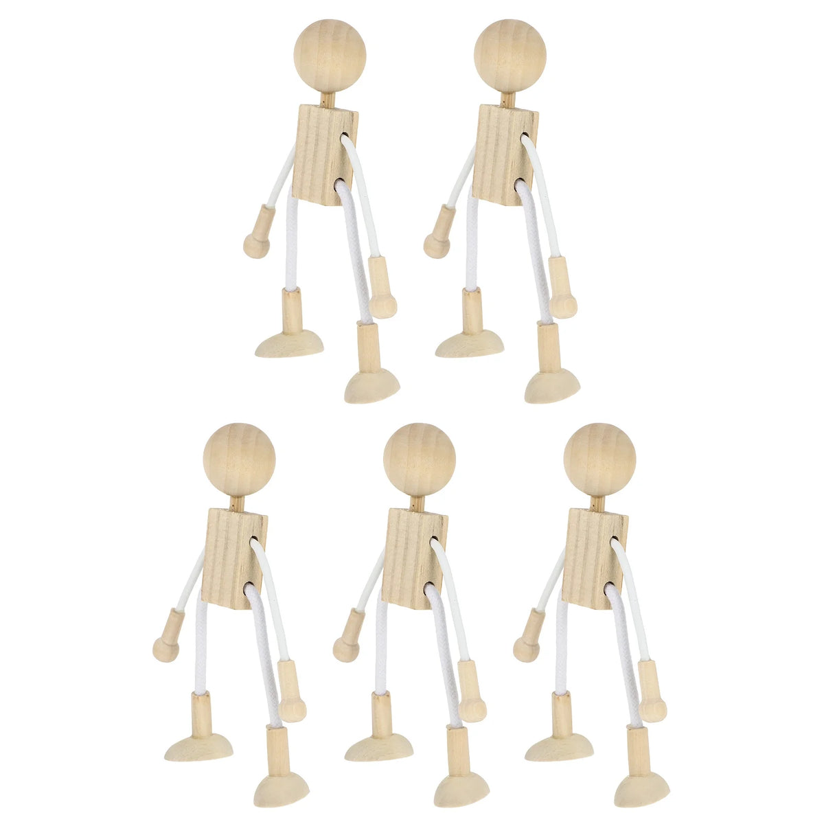 5pcs Unfinished Wooden Dolls for Arts and Crafts O811106