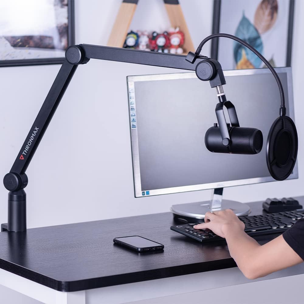 Adjustable Aluminium Microphone Boom Arm Stand with 10 feet Type C USB Cable, Pack of 2 G972