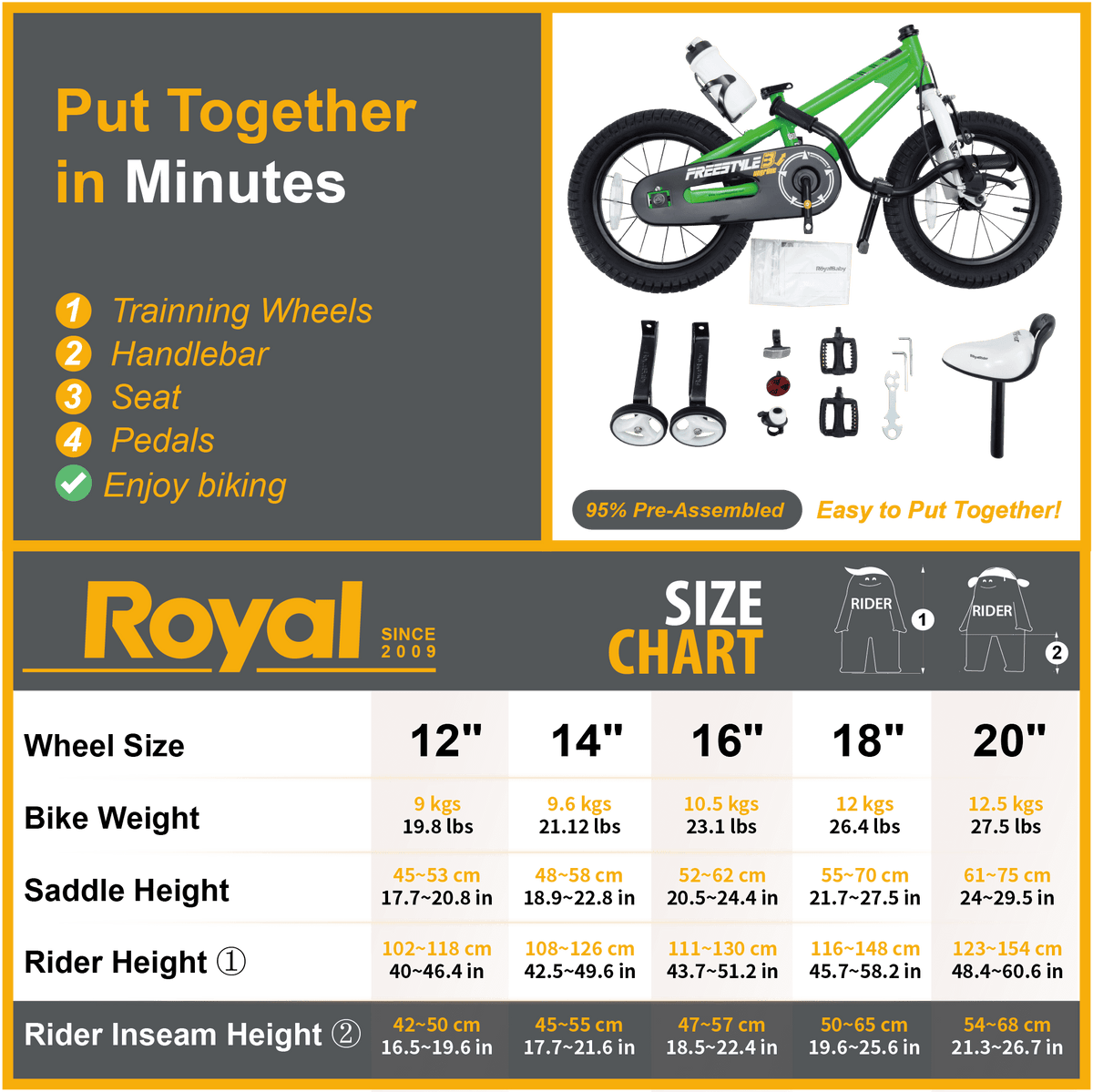 Kids Bike 12 14 16 18 20 Inch Bicycle J191751