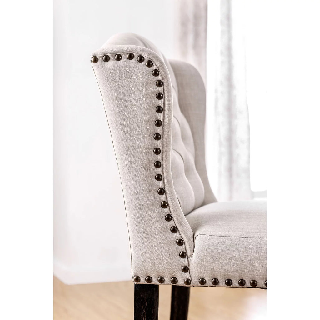 Wooden Counter Height Wingback Chair, Ivory & Black - Pack of 2 A57971