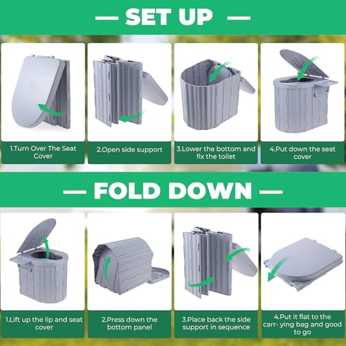 14'' Portable Camping Toilet with Lid and Paper Holder N565