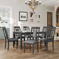7 Pcs Dining Table and Chair Set with 6 Upholstered Chairs T61566