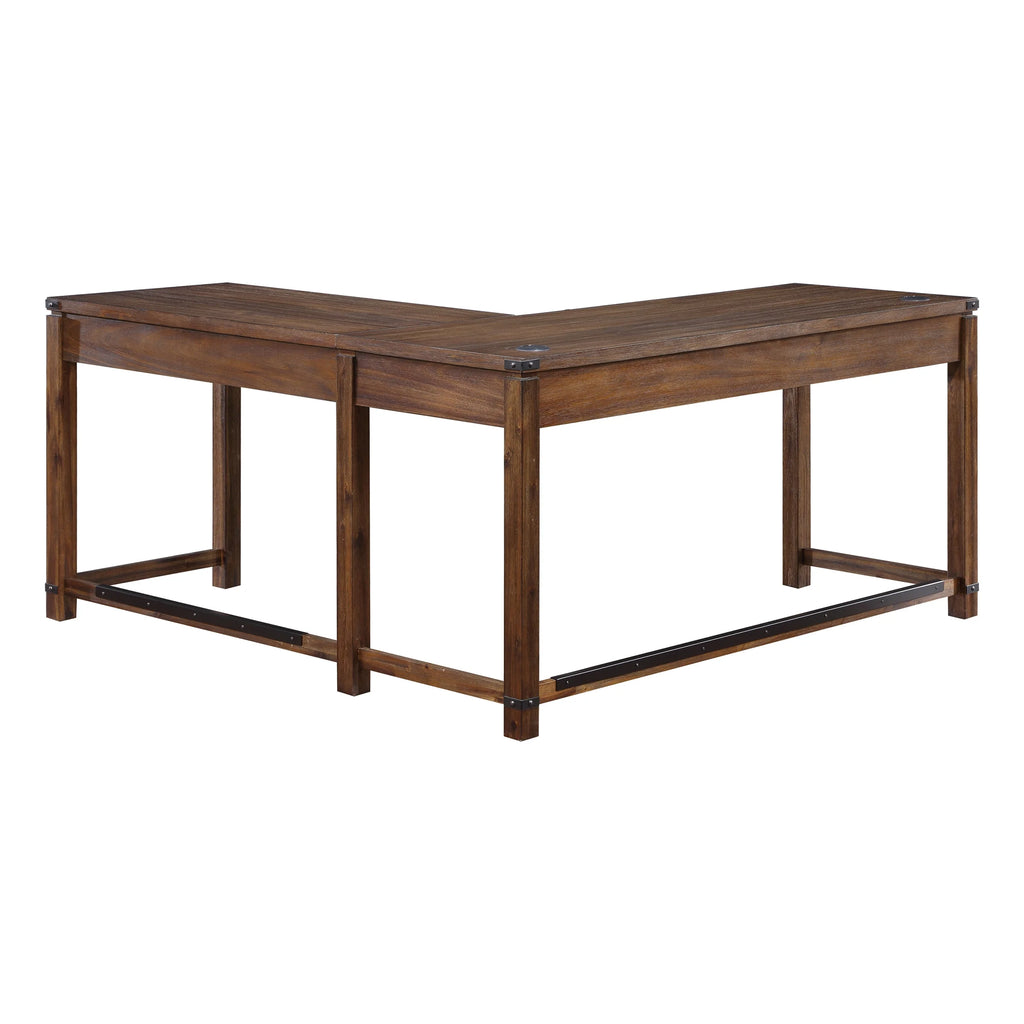 L-Shape Desk in Brushed Walnut Finish Y511