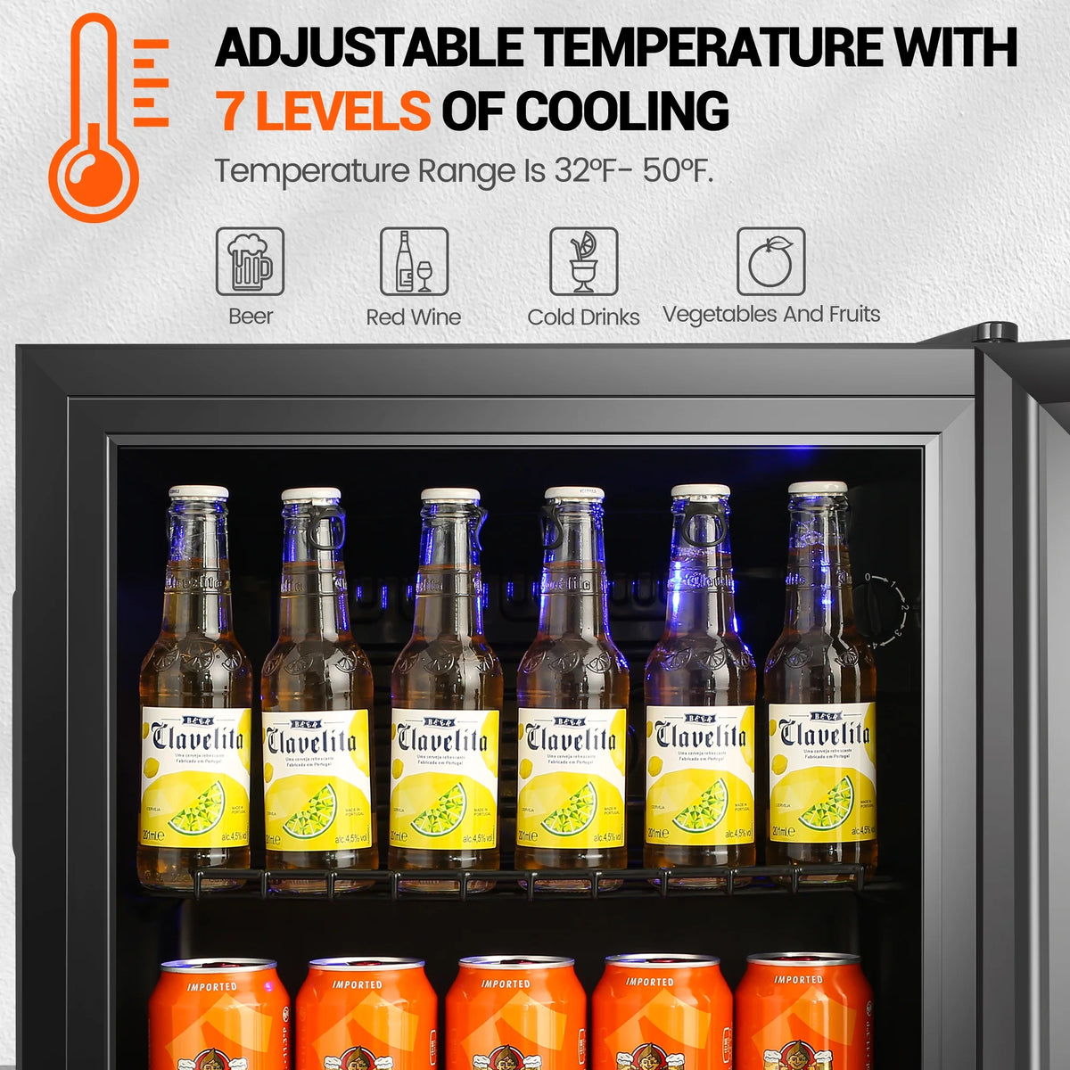62-Can Beverage Refrigerator & Cooler with Glass Door N794