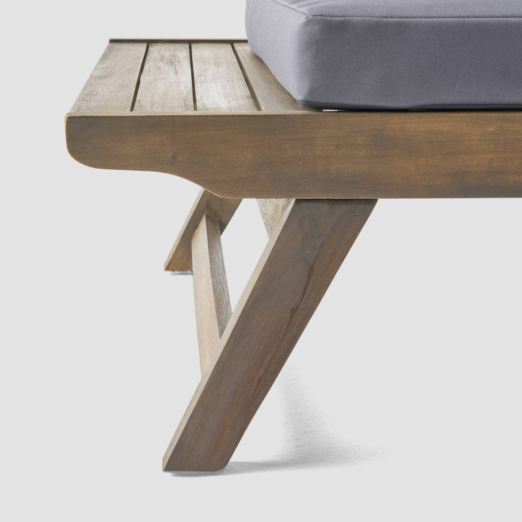 Outdoor Acacia Wood Chair Set of 2, Dark Gray A1152