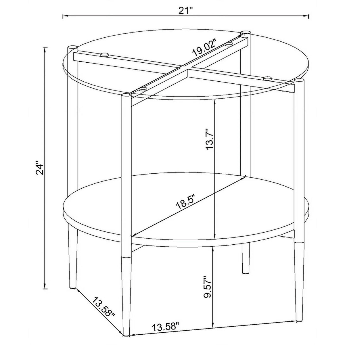 Round Glass Top End Table F81558