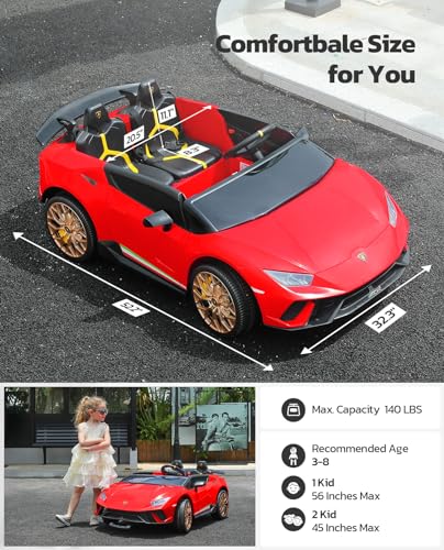 2 Seater Ride on Toy Car, 12V 10Ah, 4.0 mph, Max 130lbs, Rose Pink B2538