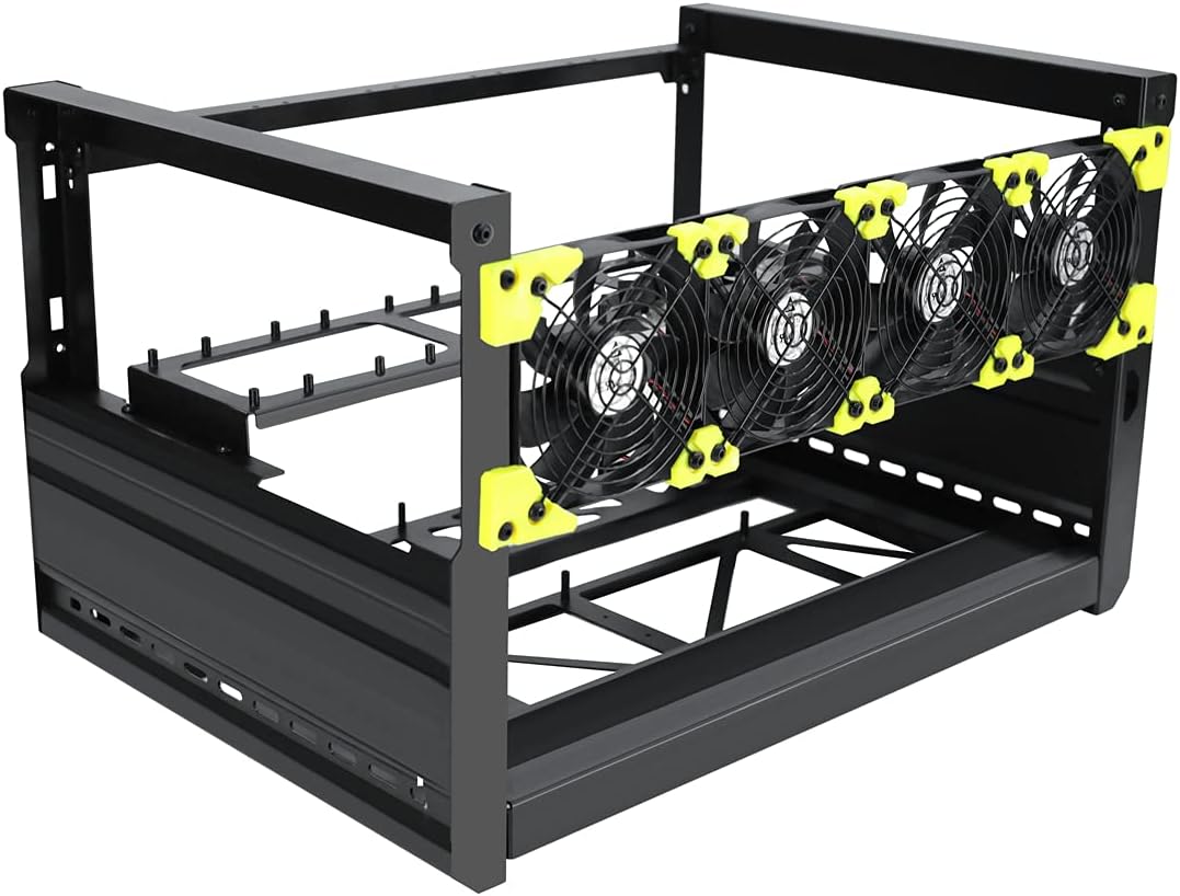 8 GPU Aluminum Open Air Mining Frame Case with Fans M863080