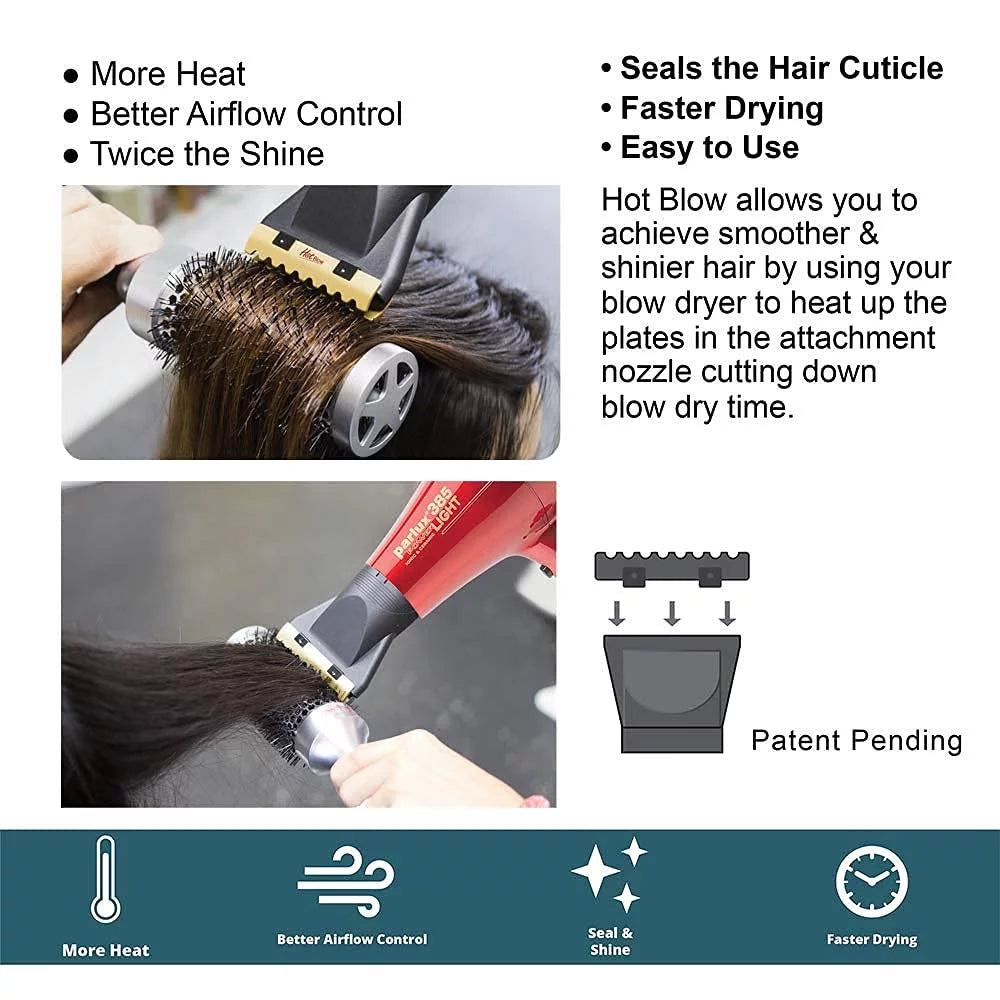 Black Hair Dryer and Hot Blow Attachment F360
