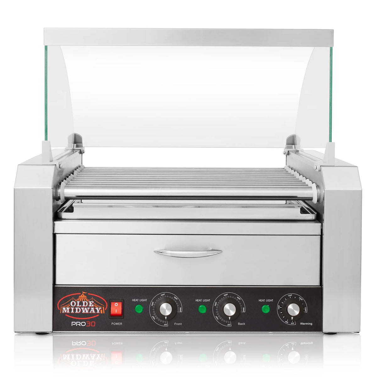 Electric Hot Dog Roller Machine with Cover, 11 Rollers, Bun Warming Drawer C829