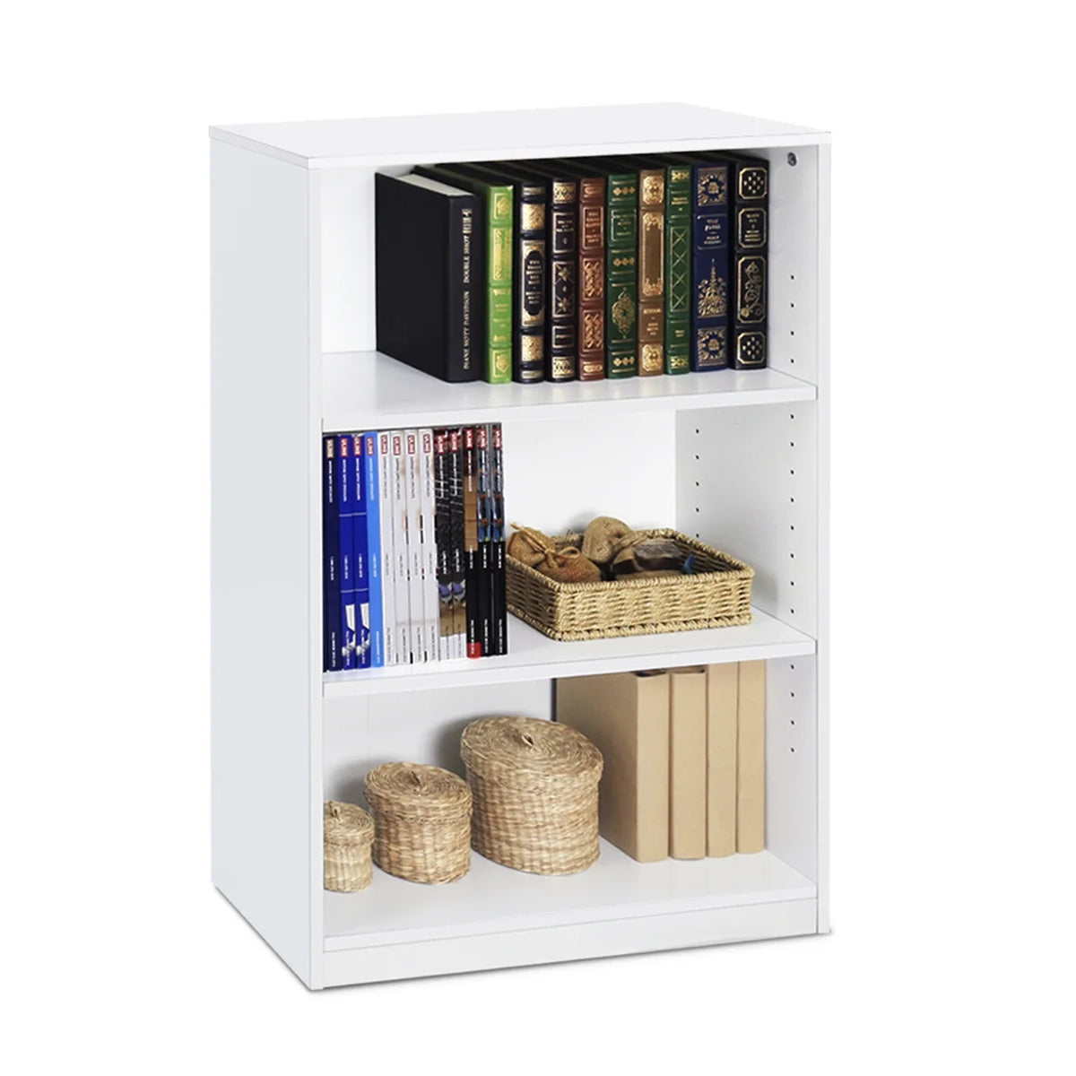 White 3-Tier Adjustable Shelf Bookcase X8844