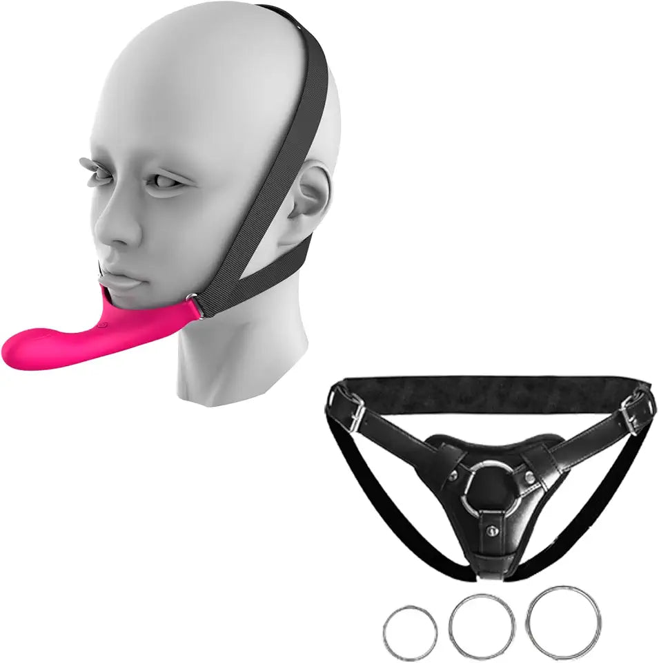 Set of 2 Adjustable Plus Size Strap-On Harness with 10 Vibrating Modes G314270