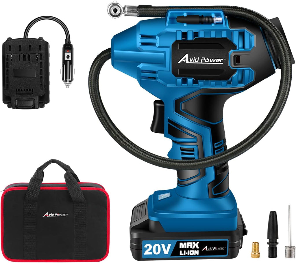 20V Cordless Tire Inflator Air Compressor with Rechargeable Li-ion Battery, Digital Pressure Gauge, Pack of 2 J83724