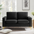 Orange Velvet Loveseat With Gold Metal Legs Square Armrest Small Sofa Couch L747093