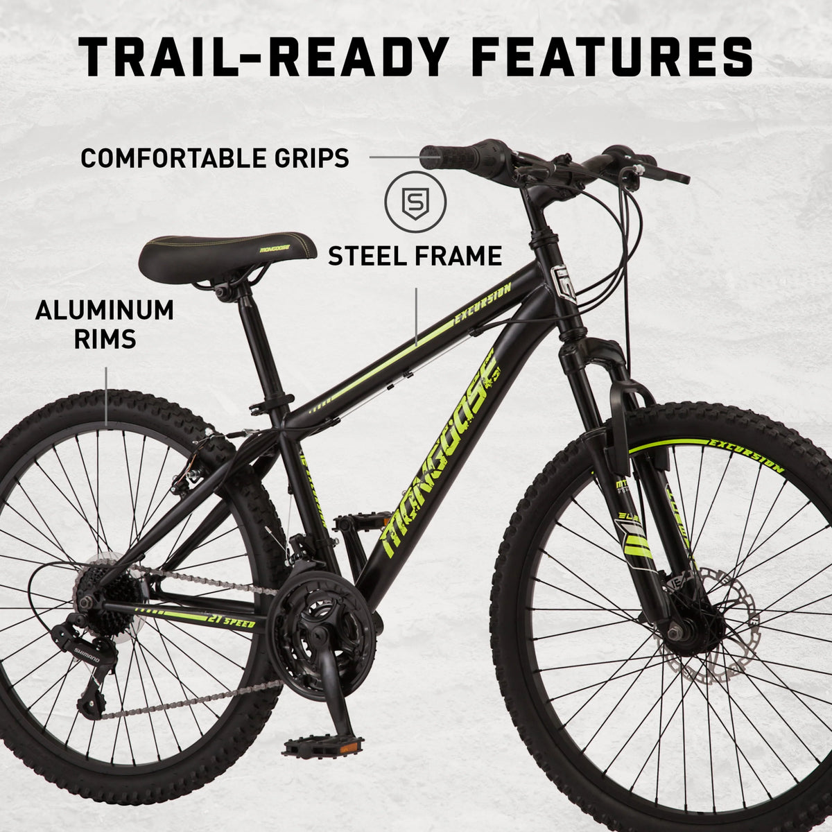 Black and Yellow 21 Speeds Mountain Bike N416