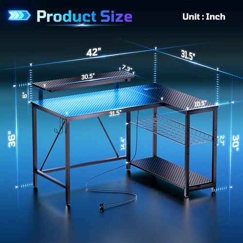 Pink L Shaped Computer Desk with Storage Shelves P84381