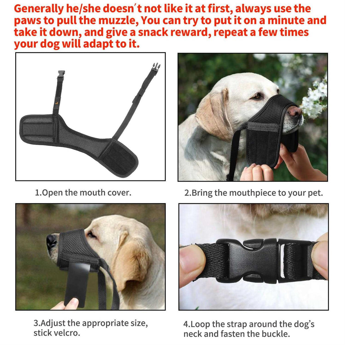 Soft Nylon Adjustable Dog Muzzle T10459