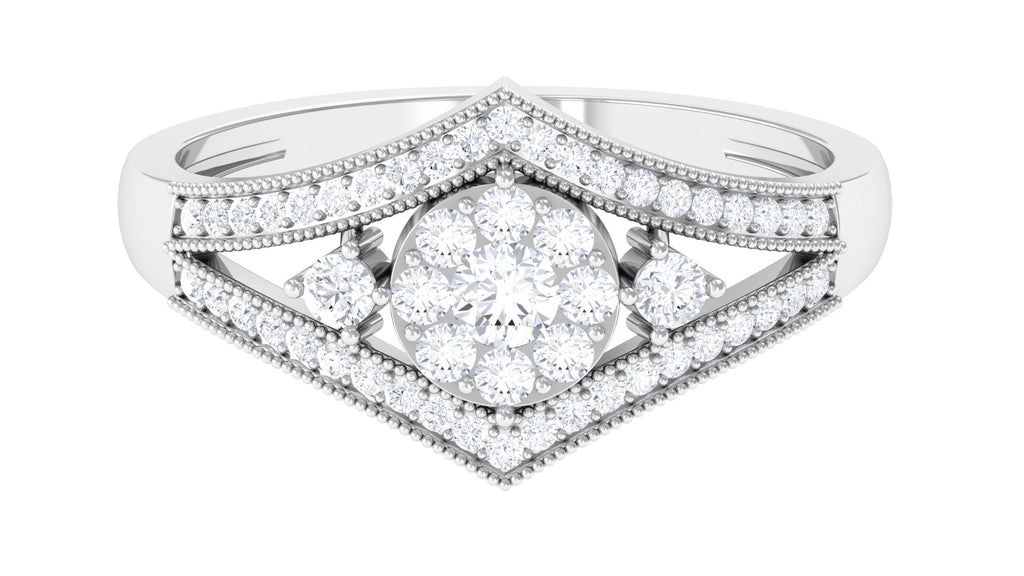 Moissanite Art Deco Engagement Ring, 0.75 CT, 925 Sterling Silver, US 4.00 Z727211