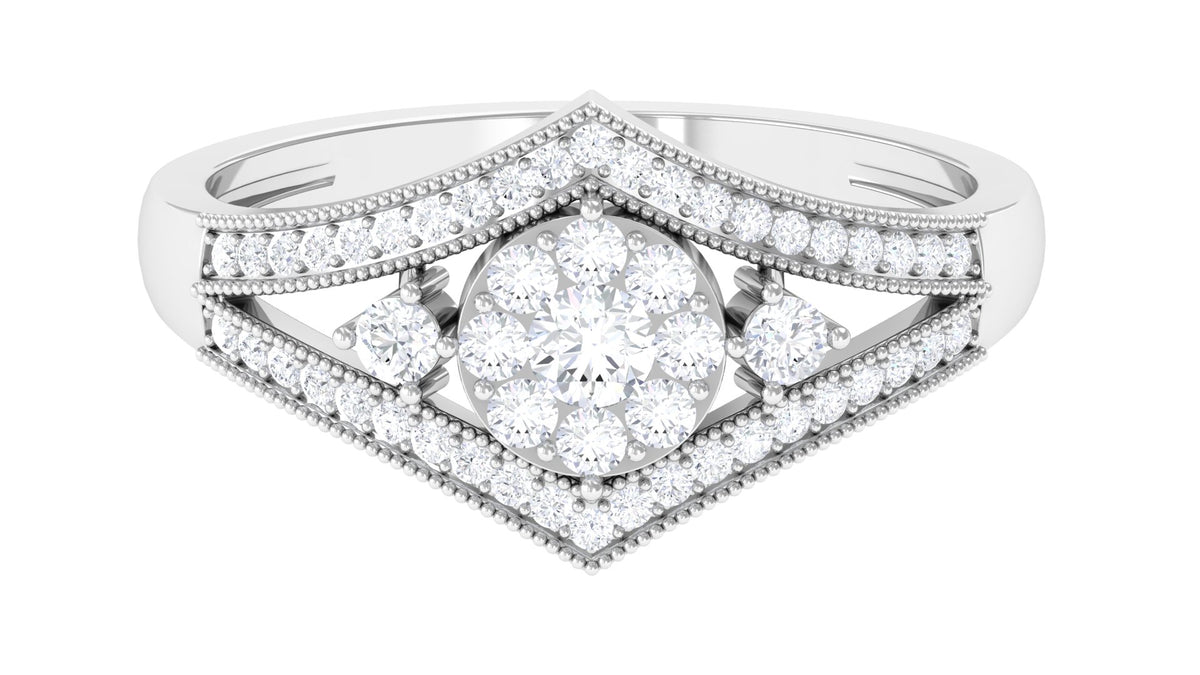 Moissanite Art Deco Engagement Ring, 0.75 CT, 925 Sterling Silver, US 4.00 Z727211