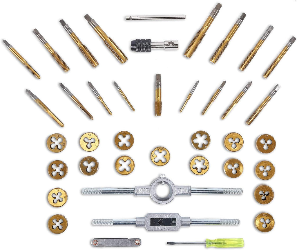 40 PCS Metric Tap and Die Set Titanium Coated Alloy Steel with Storage Case O98409