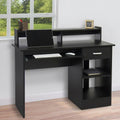 Black Wooden Laptop PC Table with Drawer W312137